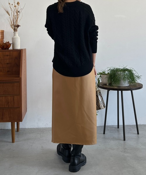 un dix cors（アンディコール）の「フェイクレザージャージスカート（スカート・レディース・イエロー/ベージュ/ブラック・FREE）」の14枚目の写真