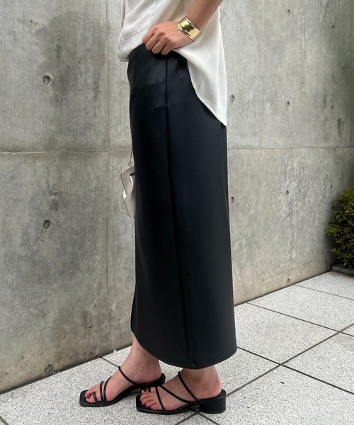 un dix cors（アンディコール）の「フェイクレザージャージスカート（スカート・レディース・イエロー/ベージュ/ブラック・FREE）」の7枚目の写真