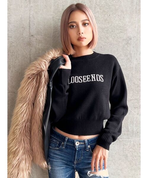 GYDA（ジェイダ）の「LOOSEENDSクルーネックニットTOPS（ニット/セーター・レディース・ブラック/ダークグリーン/オフホワイト・FREE）」の8枚目の写真