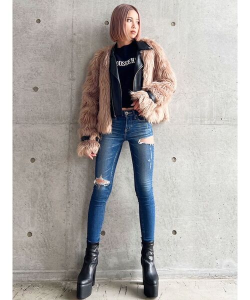 GYDA（ジェイダ）の「LOOSEENDSクルーネックニットTOPS（ニット/セーター・レディース・ブラック/ダークグリーン/オフホワイト・FREE）」の5枚目の写真