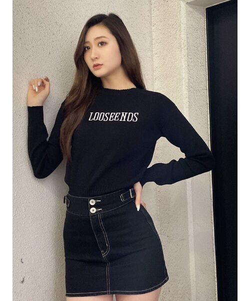 GYDA（ジェイダ）の「LOOSEENDSクルーネックニットTOPS（ニット/セーター・レディース・ブラック/ダークグリーン/オフホワイト・FREE）」の21枚目の写真