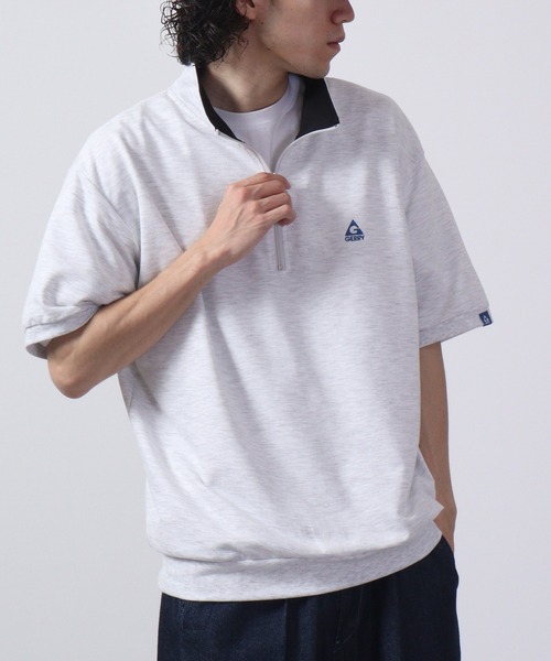 GERRY(ジェリー)の「GERRY ミニ裏毛胸刺繍ハーフZIP(スウェット・メンズ・ホワイト/ブラック/アッシュグレー・M/LL/L)」の3枚目の写真