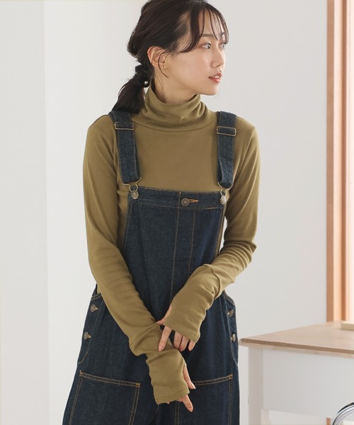 ElegChic（エレグシック）の「ハイネック指穴カットソー 長袖（Tシャツ/カットソー・レディース・チャコールグレー/ブラック/オフホワイト/カーキ/グレイッシュベージュ・3L/4L/M/L/XL）」の15枚目の写真