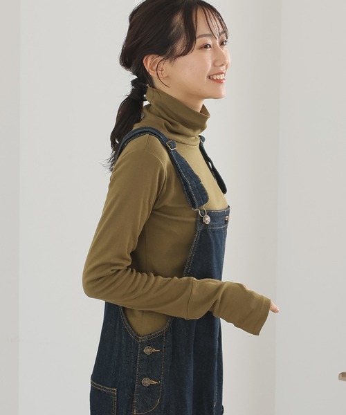 ElegChic（エレグシック）の「ハイネック指穴カットソー 長袖（Tシャツ/カットソー・レディース・チャコールグレー/ブラック/オフホワイト/カーキ/グレイッシュベージュ・3L/4L/M/L/XL）」の9枚目の写真