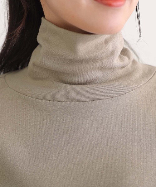 ElegChic（エレグシック）の「ハイネック指穴カットソー 長袖（Tシャツ/カットソー・レディース・チャコールグレー/ブラック/オフホワイト/カーキ/グレイッシュベージュ・3L/4L/M/L/XL）」の17枚目の写真