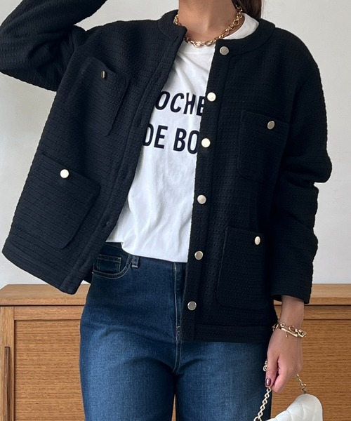 un dix cors（アンディコール）の「ツイードジャケット（ブルゾン