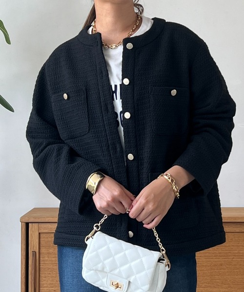 un dix cors（アンディコール）の「ツイードジャケット（ブルゾン