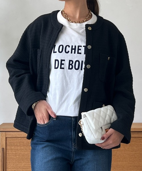 un dix cors（アンディコール）の「ツイードジャケット（ブルゾン