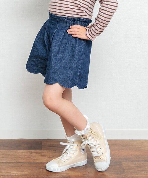 BREEZE（ブリーズ）の「スカラップショートパンツ（その他パンツ・キッズ・ブラック/イエロー/カーキ/インディゴブルー・130/100/140/80/110/90/120）」の3枚目の写真