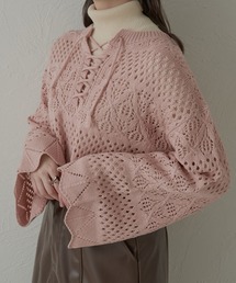 レースアップ透かしニット/【WEB/EC限定商品】