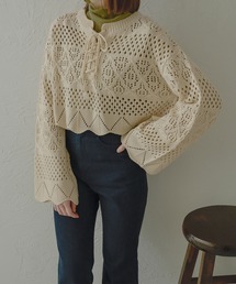 レースアップ透かしニット／【WEB/EC限定商品】