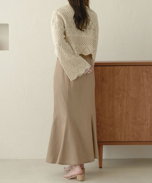 Ambre Neige(アンブルネージュ)の「レースアップ透かしニット/【WEB/EC限定商品】(ニット/セーター・レディース・アイボリー/ベージュ/ダークブラウン/ピンク・FREE)」の10枚目の写真