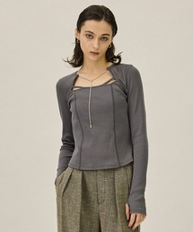 PUBLIC TOKYO | ラリエットチェーンリブトップ(Tシャツ/カットソー)