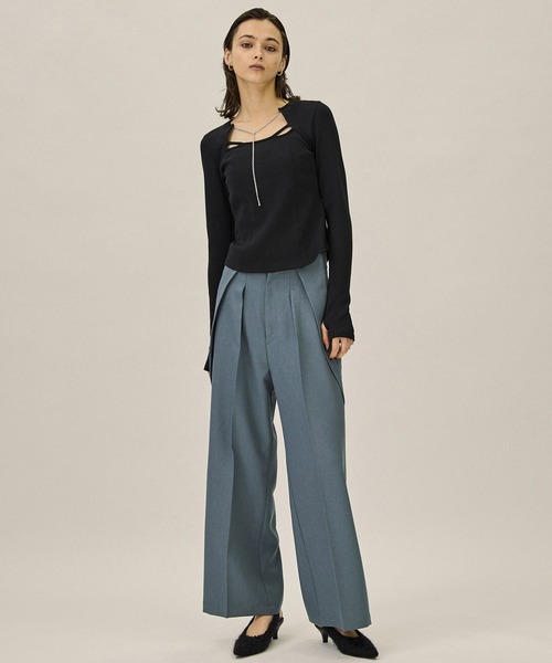 PUBLIC TOKYO（パブリックトウキョウ）の「ラリエットチェーンリブトップ（Tシャツ/カットソー・レディース・ダークグレー/アイボリー/ブラック・FREE）」の15枚目の写真