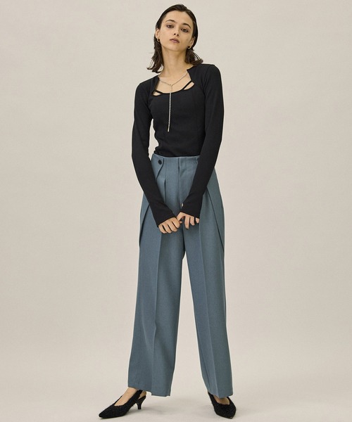 PUBLIC TOKYO（パブリックトウキョウ）の「ラリエットチェーンリブトップ（Tシャツ/カットソー・レディース・ダークグレー/アイボリー/ブラック・FREE）」の16枚目の写真