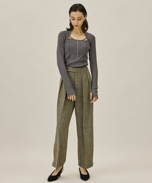 PUBLIC TOKYO（パブリックトウキョウ）の「ラリエットチェーンリブトップ（Tシャツ/カットソー・レディース・ダークグレー/アイボリー/ブラック・FREE）」の21枚目の写真