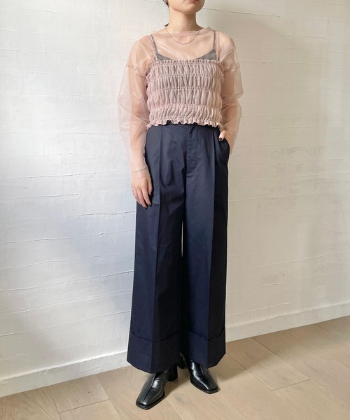 LOWRYS FARM(ローリーズファーム)の「ロールアップワイドパンツ 975284(チノパンツ・レディース・ベージュ/ネイビー・FREE)」の6枚目の写真