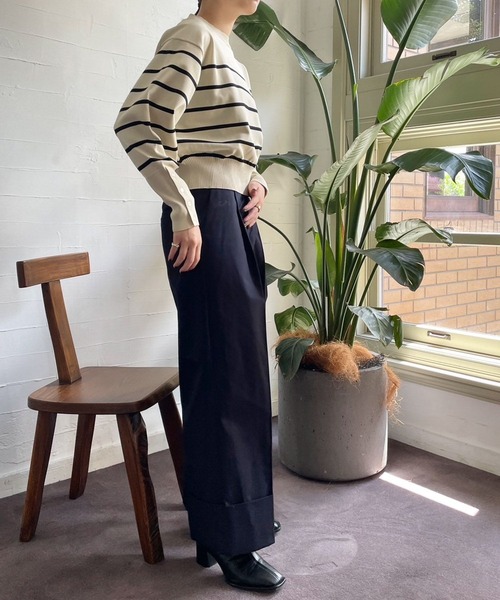 LOWRYS FARM(ローリーズファーム)の「ロールアップワイドパンツ 975284(チノパンツ・レディース・ベージュ/ネイビー・FREE)」の11枚目の写真