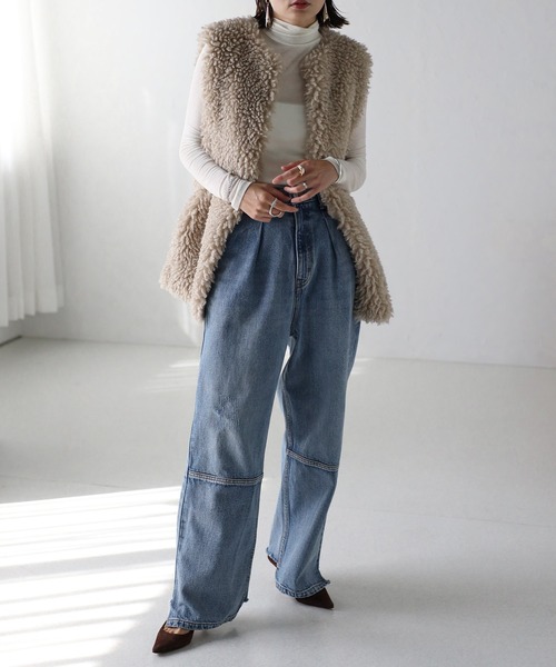 セール】プードルファーロングベスト（ベスト）｜Bonjour Sagan