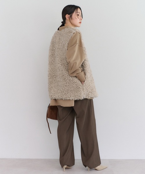 セール】プードルファーロングベスト（ベスト）｜Bonjour Sagan