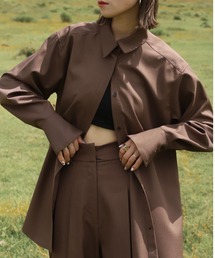 オーバーサイズ比翼シャツ / original oversize front fly shirt ビッグシルエット グレー ベージュ ブラック ルーズ オーバーサイズシャツ シャツセットアップ