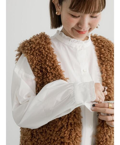 Lugnoncure（ルノンキュール）の「ボアベスト（ベスト・レディース・モカ/オフホワイト/キャメル・F）」の20枚目の写真