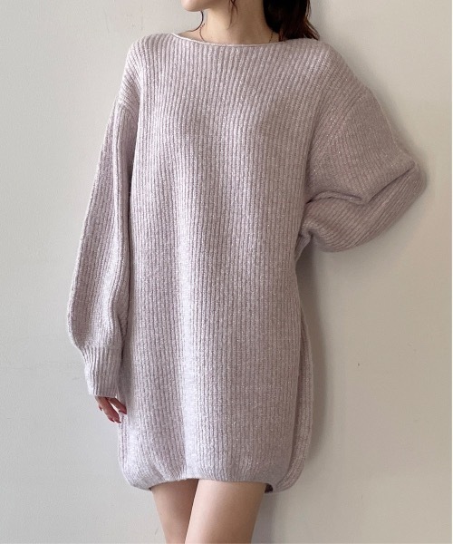 NOMAE（ノーマエ）の「ラメメランジあぜニットワンピース（ワンピース・レディース・パープル/ダークブルー/グレー/アイボリー・FREE）」の5枚目の写真