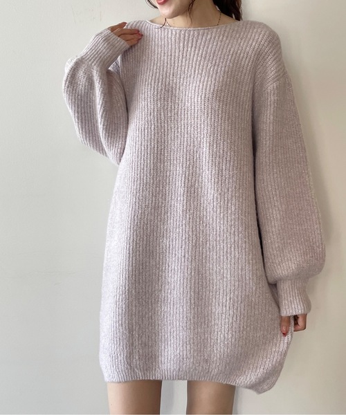 NOMAE（ノーマエ）の「ラメメランジあぜニットワンピース（ワンピース・レディース・パープル/ダークブルー/グレー/アイボリー・FREE）」の21枚目の写真