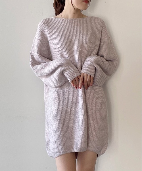 NOMAE（ノーマエ）の「ラメメランジあぜニットワンピース（ワンピース・レディース・パープル/ダークブルー/グレー/アイボリー・FREE）」の20枚目の写真