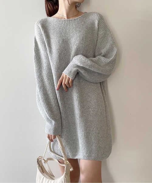 NOMAE（ノーマエ）の「ラメメランジあぜニットワンピース（ワンピース・レディース・パープル/ダークブルー/グレー/アイボリー・FREE）」の10枚目の写真