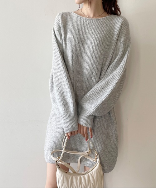 NOMAE（ノーマエ）の「ラメメランジあぜニットワンピース（ワンピース・レディース・パープル/ダークブルー/グレー/アイボリー・FREE）」の11枚目の写真