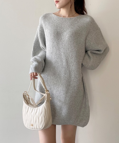 NOMAE（ノーマエ）の「ラメメランジあぜニットワンピース（ワンピース・レディース・パープル/ダークブルー/グレー/アイボリー・FREE）」の12枚目の写真