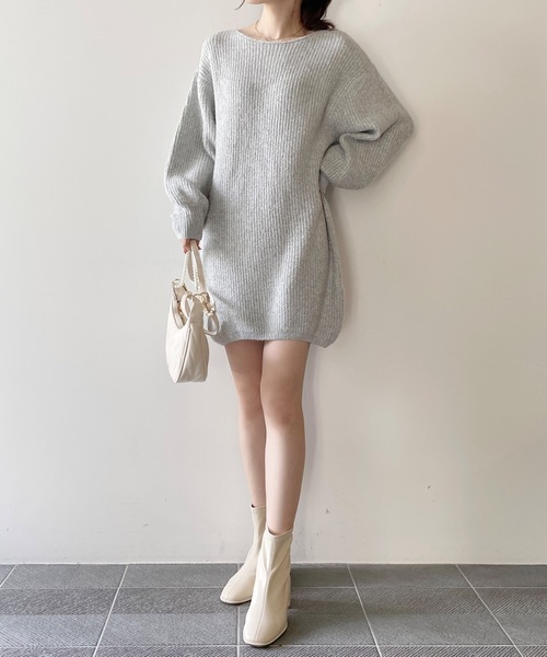 NOMAE（ノーマエ）の「ラメメランジあぜニットワンピース（ワンピース・レディース・パープル/ダークブルー/グレー/アイボリー・FREE）」の15枚目の写真