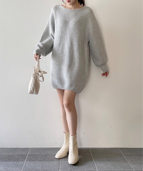 NOMAE（ノーマエ）の「ラメメランジあぜニットワンピース（ワンピース・レディース・パープル/ダークブルー/グレー/アイボリー・FREE）」の16枚目の写真