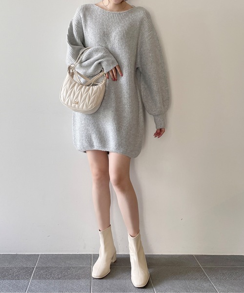 NOMAE（ノーマエ）の「ラメメランジあぜニットワンピース（ワンピース・レディース・パープル/ダークブルー/グレー/アイボリー・FREE）」の17枚目の写真