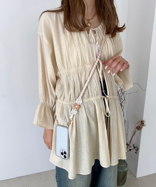 Me%（ミィパーセント）の「オハナアミモバイルストラップ 982871（スマホグッズ・レディース・ベージュ/ブラック/アイボリー・FREE）」の7枚目の写真