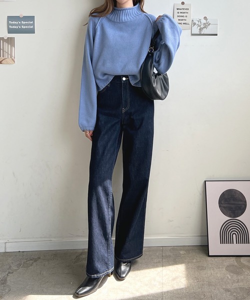 Futier land(フューティアランド)の「ハイネックショート丈ニット(ニット/セーター・レディース・チャコールグレー/ブルー/ライトグリーン/ライトベージュ・FREE)」の21枚目の写真