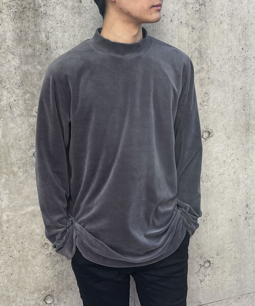 COMME CA ISM(コムサイズム)の「ベロアジャージ ハイネックTシャツ(Tシャツ/カットソー・メンズ・チャコール/ブラック/ボルドー/ホワイト・L/M)」の3枚目の写真
