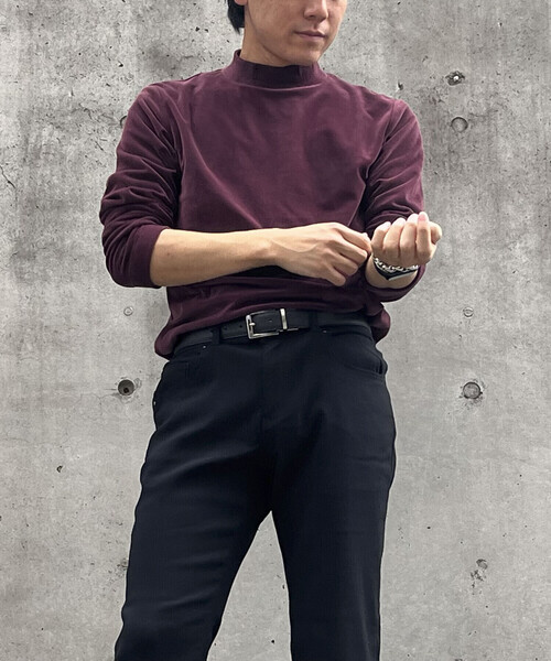 COMME CA ISM(コムサイズム)の「ベロアジャージ ハイネックTシャツ(Tシャツ/カットソー・メンズ・チャコール/ブラック/ボルドー/ホワイト・L/M)」の4枚目の写真