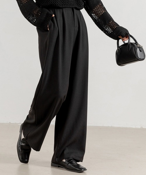 DAY CLOSET（デイ クローゼット）の「レディース ゆるシルエットハイウエストワイドパンツ（その他パンツ・レディース・ダークグレー/ベージュ/ブラック・M/L/S）」の4枚目の写真