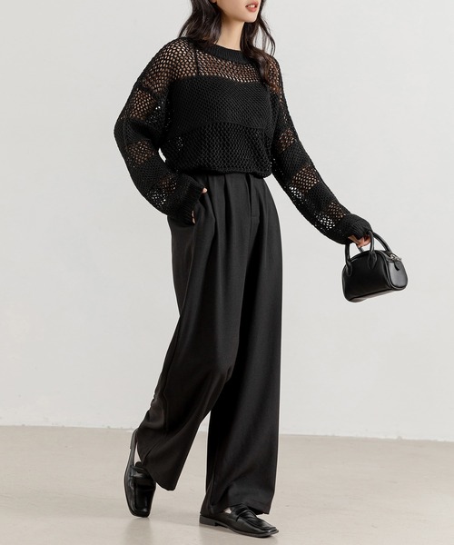 DAY CLOSET（デイ クローゼット）の「レディース ゆるシルエットハイウエストワイドパンツ（その他パンツ・レディース・ダークグレー/ベージュ/ブラック・M/L/S）」の8枚目の写真