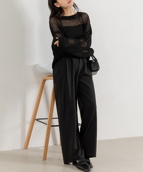 DAY CLOSET（デイ クローゼット）の「レディース ゆるシルエットハイウエストワイドパンツ（その他パンツ・レディース・ダークグレー/ベージュ/ブラック・M/L/S）」の10枚目の写真