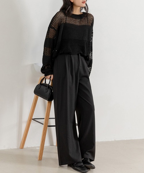 DAY CLOSET（デイ クローゼット）の「レディース ゆるシルエットハイウエストワイドパンツ（その他パンツ・レディース・ダークグレー/ベージュ/ブラック・M/L/S）」の11枚目の写真