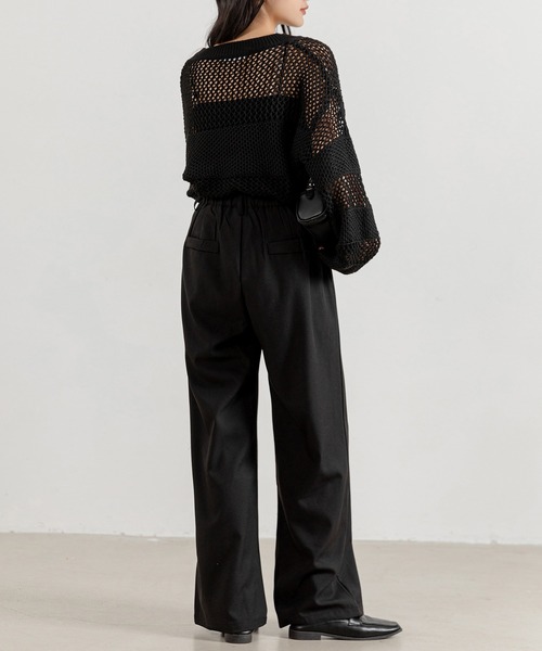 DAY CLOSET（デイ クローゼット）の「レディース ゆるシルエットハイウエストワイドパンツ（その他パンツ・レディース・ダークグレー/ベージュ/ブラック・M/L/S）」の12枚目の写真