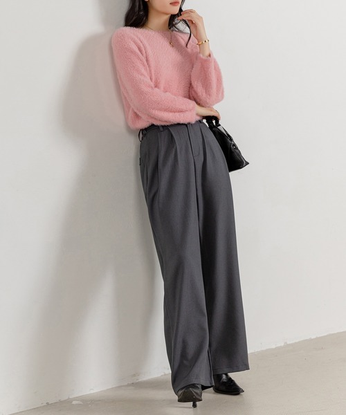 DAY CLOSET（デイ クローゼット）の「レディース ゆるシルエットハイウエストワイドパンツ（その他パンツ・レディース・ダークグレー/ベージュ/ブラック・M/L/S）」の19枚目の写真