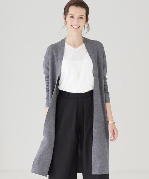 green label relaxing（グリーンレーベルリラクシング）の「KF HandWash FLC SUPER ロングカーディガン◆（カーディガン/ボレロ・レディース・グレー/ブラウン/ネイビー/ライトグレー/ダークグレー/ロイヤルブルー・FREE）」の3枚目の写真