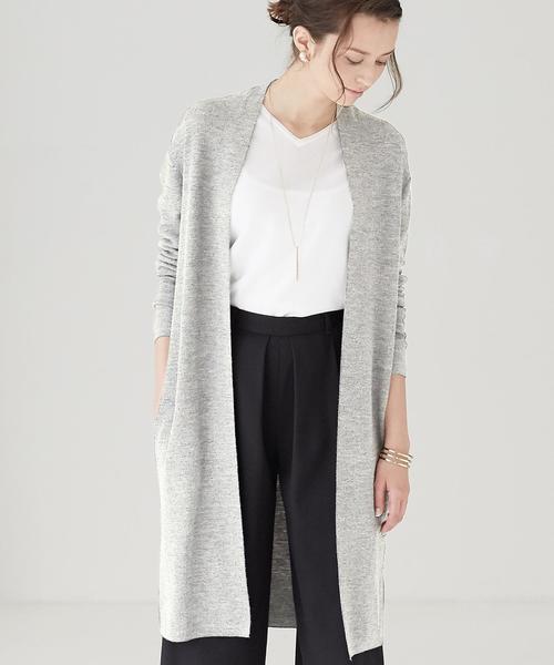 green label relaxing（グリーンレーベルリラクシング）の「KF HandWash FLC SUPER ロングカーディガン◆（カーディガン/ボレロ・レディース・グレー/ブラウン/ネイビー/ライトグレー/ダークグレー/ロイヤルブルー・FREE）」の2枚目の写真