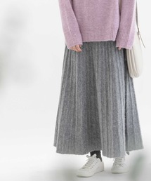 ロングモヘアアコーディオンニットスカート