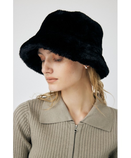 MOUSSY（マウジー）の「F/FUR BUCKET ハット（ハット・レディース・ブラック/ライトベージュ・FREE）」の3枚目の写真