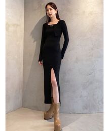 EMODA | クロスリブスリットマキシワンピース(ワンピース)